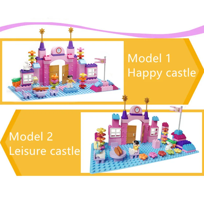 Розовая Принцесса кастлебиг частицы строительные блоки замок развивающая игрушка для детей совместимый duplo слайд