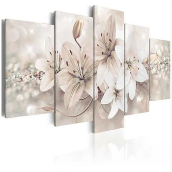 

Diamond Painting Flower 5 Pcs Multi-picture Full Diamond Embroidery Cross Stitch Floral Rhinestone Painting new year decoration