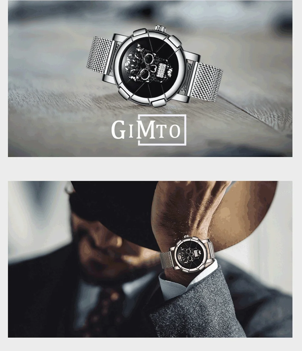 Стильные мужские часы в стиле панк с 3D рисунком, золотые часы, мужские стразы из нержавеющей стали, модные повседневные мужские часы, водонепроницаемые часы GM244
