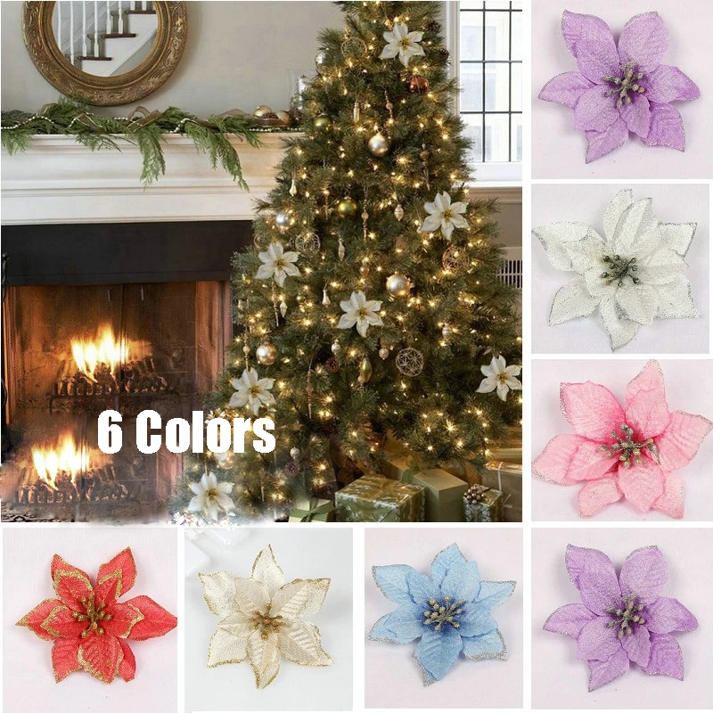 

5PCS Artificial Flowers Christmas Decorations Ornaments Xmas Tree New Year Decor Christmas Tree Decoration Flower Christmas