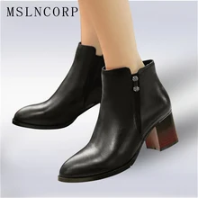 Size 34-43 thick heel genuine leather women boots fashion high heels woman ankle boots ladies shoes Spring Autumn martin boots цена Size 34-43 thick heel genuine leather women boots fashion high heels woman ankle boots ladies shoes Spring Autumn martin boots цены онлайн