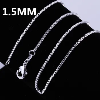 

wholesale Silver color Charm wedding party 1.5MM Box style chain silver color cute women Men necklace jewelry fashion cute LN059