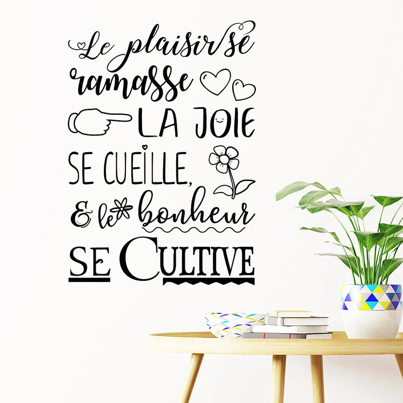 Sticker Citation Le Plaisir Se Ramasse La Joie Vinyl Wall Art Decal Wallpaper Living Room Home Decor Poster House Decoration Aliexpress Home Garden