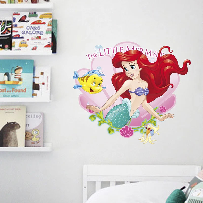 Little Mermaid Disney Cartoon Princess Wall Stickers For Bathroom Home Decoration 3D PVC Poster Kids Rooms Wall Art Decals Little Mermaid Disney Cartoon Princess Wall Stickers For Bathroom Home Decoration 3D PVC Poster Kids Rooms Wall Art Decals