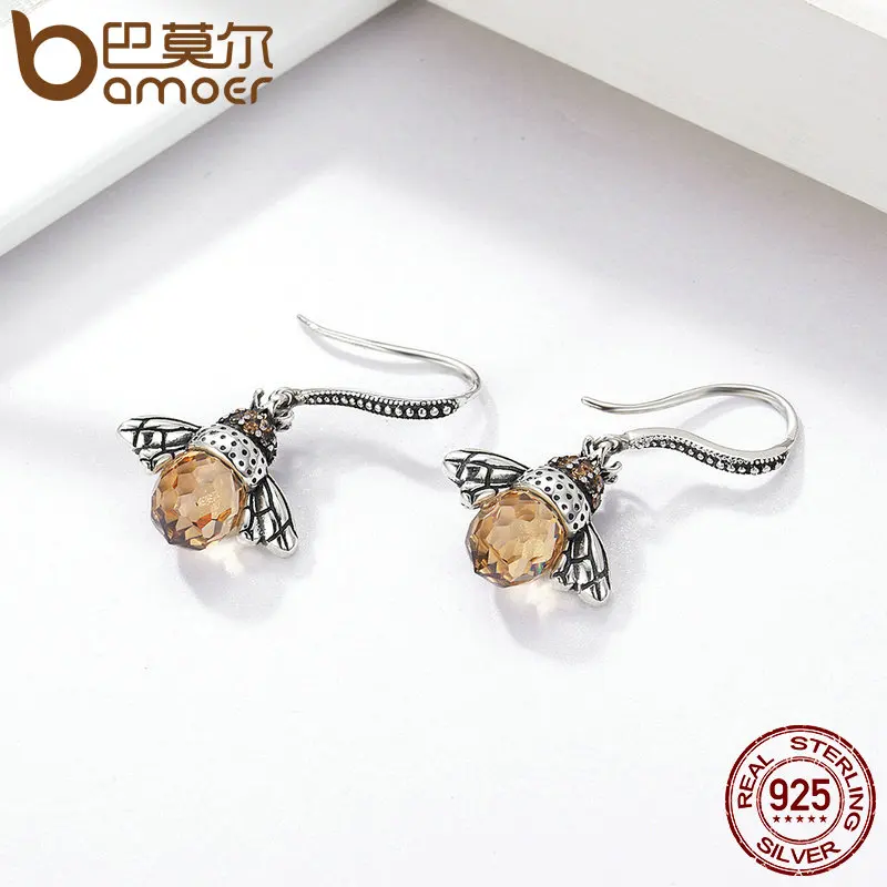 Женские серьги капельки BAMOER красивые из стерлингового серебра 925 пробы с