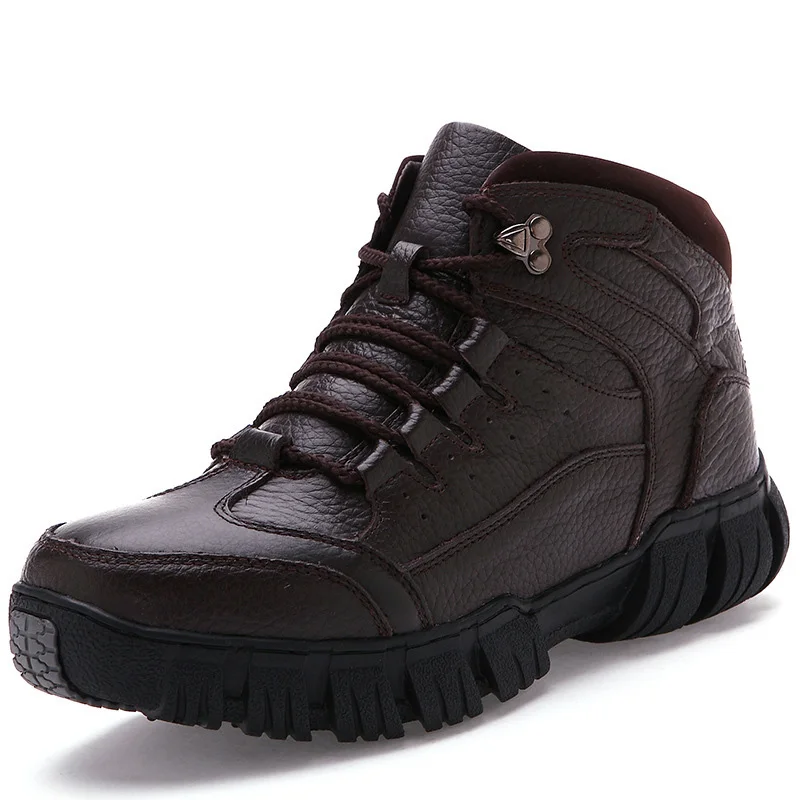 ASIFN/мужские зимние ботинки; очень теплая обувь на меху; кожаная мужская водонепроницаемая резиновая обувь для отдыха в английском стиле; Мужская обувь в стиле ретро - Цвет: Коричневый