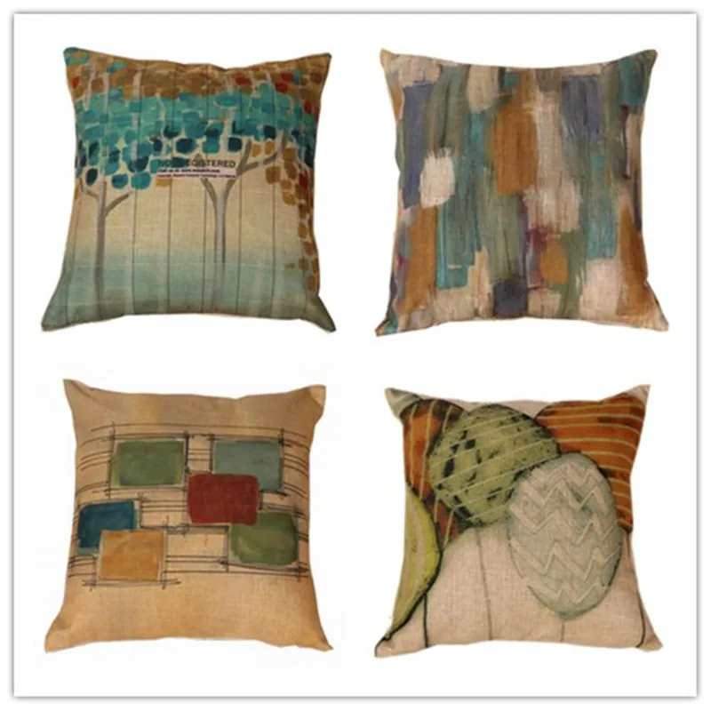 

Hand Scree Printed Retro Leaves Pattern Pillow Bed Sofa Cushion Home Decorative Throw Pillow Fundas Para Almofadas Cojines