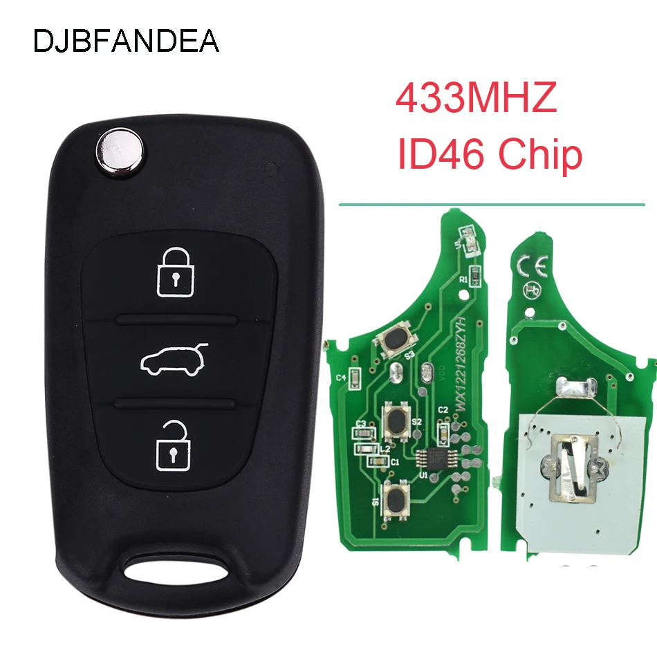 Ключ брелок DJBFANDEA 3 кнопки 433 МГц для Hyundai YF Sonata 2011 2012 2013 TOY40 Blade & ID46|Ключ от авто| |