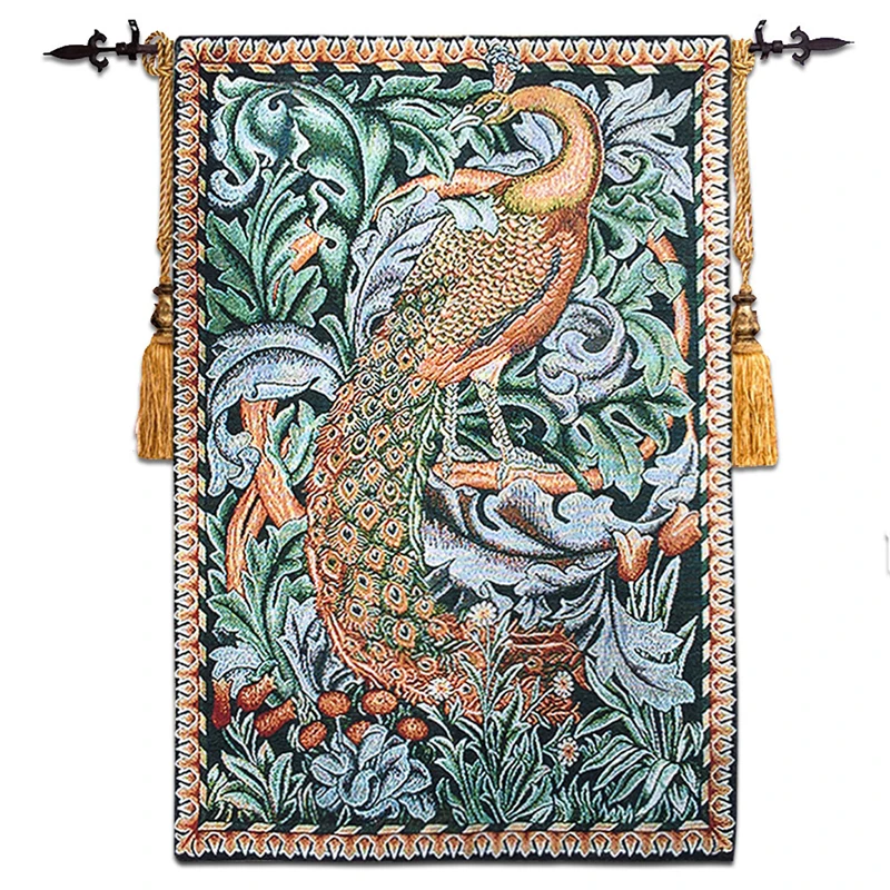 

Belgian tapestry Modern fabric jacquard tapestries William Maurice "peacock" 58x88cm