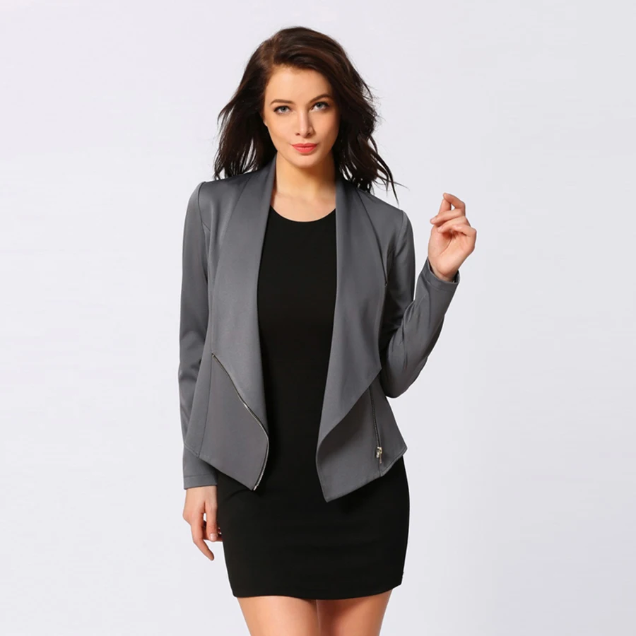 Winter Elegant Jacket Women Office Fittted Plus Size Cool Jackets Fashion Zipper Bolero Autumn