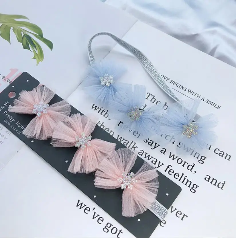 

2019 Newborn Toddlers Chiffon headbands Girls Lovely snowflake headwear strech hair bands kids hair accessories headdress FD30