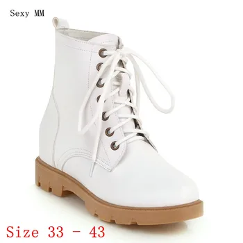 

Spring Autumn Women Ankle Boots Booties Wedge Height Increasing Woman Short Boots botas Small Plus Size 33 - 40 41 42 43