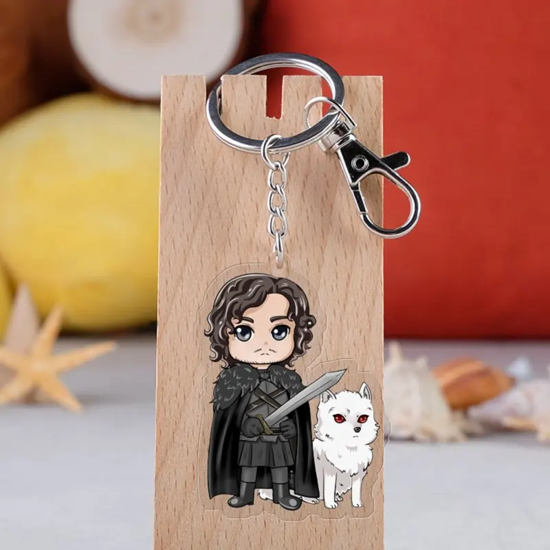 

2019 Game of Thrones Keychain House Stark Wolf Acrylic Action Toy A Song Of Ice And Fire Targaryen Dragon Keyring Figure Gift