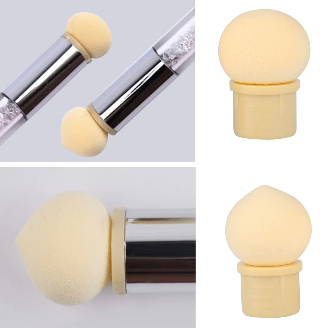 

6Pc / set of reusable double gradient printing UV gel manicure smudge pen non-latex sponge head replaceable powder accessories