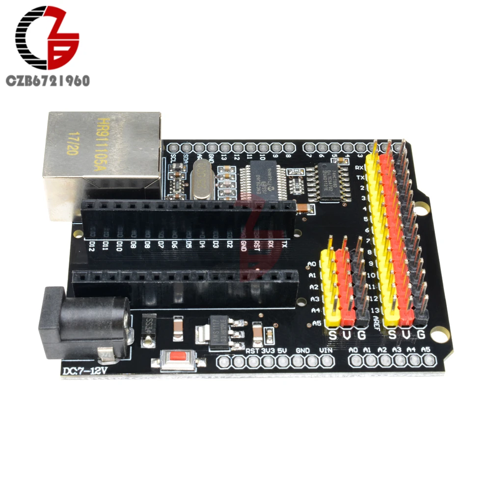 Сетевой модуль ENC28J60 Ethernet щит V2.0 для Arduino UNO R3 CH340 Nano V3.0