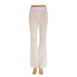 Пикантные Для женщин сетки широкие брюки See Through прозрачные брюки пляжные Длинные вечерние брюк Женская одежда Высокая Талия расклешенные