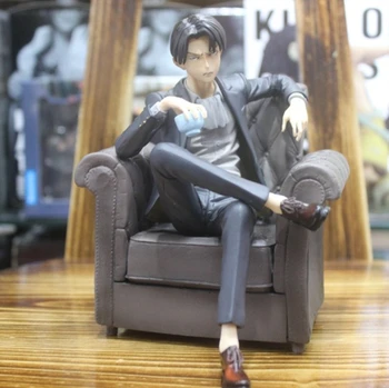 

16cm Attack on Titan Black Suit Levi Ackerman Figures PVC Levi Ackerman Sitting Sofa Ver. Action Figure Collectible Model Toys