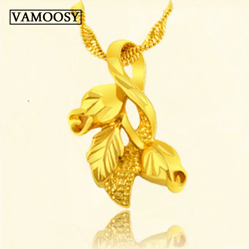 

2018 New Design Pendant Necklaces for Women Wedding Jewelry Mom Bud Flower 24K gold Drop Dangle Pendants No Chain DIY Jewelry