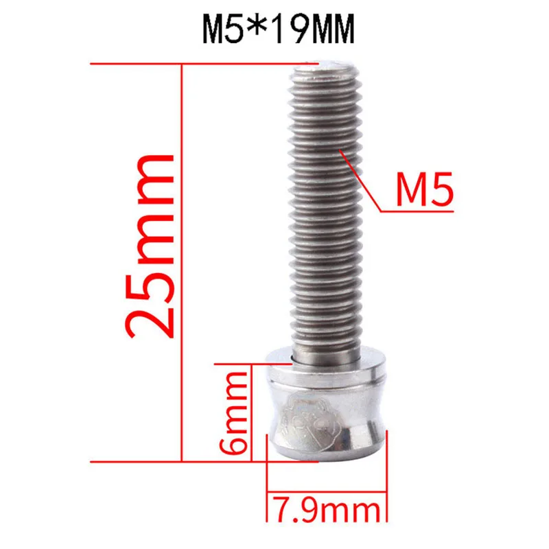 MUQZI 4 шт. велосипедные стержневые винты болты M5* 15*17*19 M6* 17*19 Велоспорт титановый сплав ультра-легкие крепежные винты аксессуары