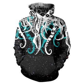 

Simulation Octopus Tentacle 3D Print Hoodies with Hat Men Round Neck Loose Sweatshirt Pullover Sudaderas Para Hombre Streetwear