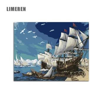 

Sailboat by the sea DIY Painting By Numbers Kits Drawing Painting By Numbers Acrylic Paint On Canvas For Room Artwork