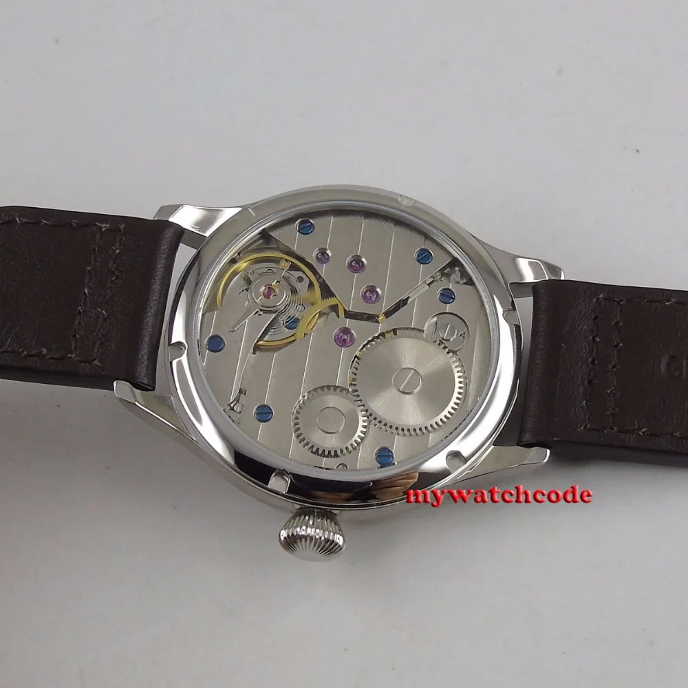 Мужские часы с серым циферблатом orologio PARNIS 44 мм механические повседневные кожаные