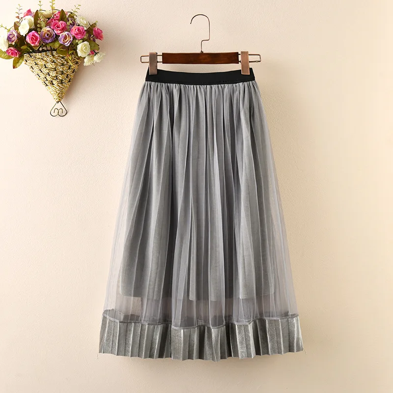 Весенняя Вельветовая длинная юбка длиной до щиколотки, кружевные плиссированные юбки для маленьких девочек 2-12 лет, детская одежда на осень и зиму - Цвет: gray