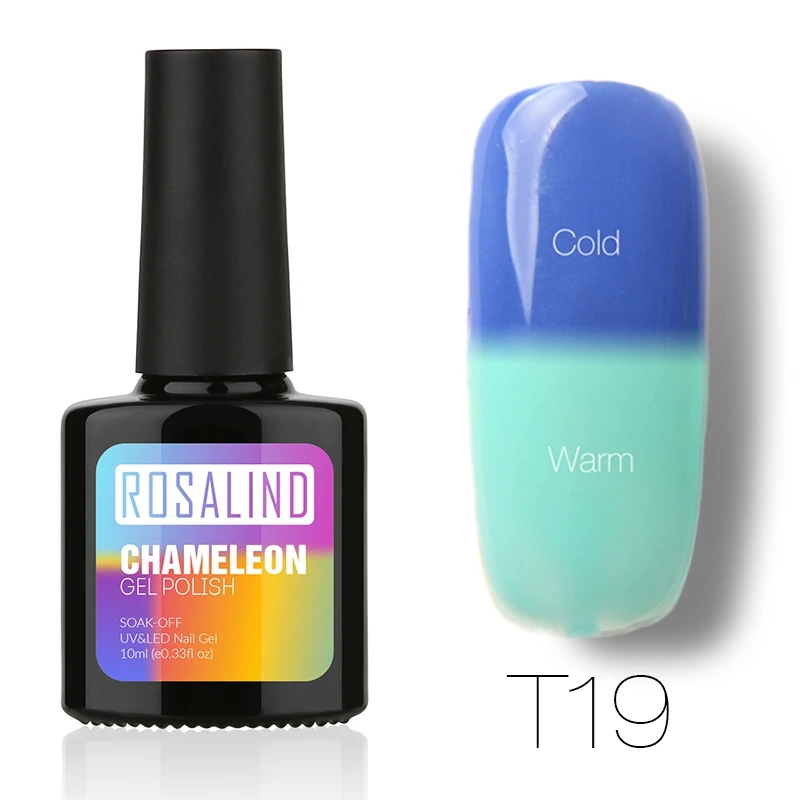 ROSALIND гель 1S P+ черная бутылка 10 мл хамелеон, изменяющийся от температуры T01-30 гель лак для ногтей УФ светодиодный термо - Цвет: T19