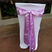 50 шт. Лаванда " x 108" ленты для стульев атласное кресло пояс бант свадебное обеспечение для банкета украшения