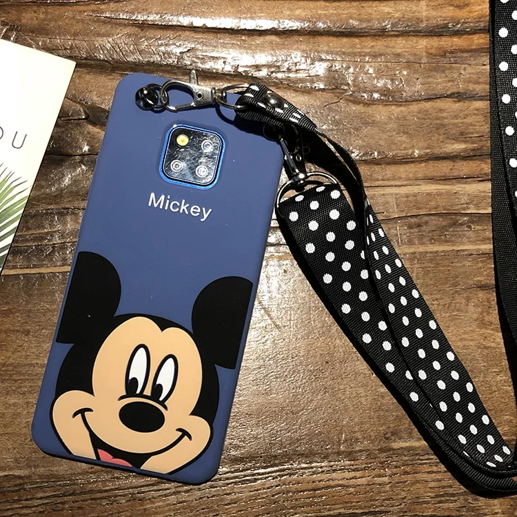 Чехол для huawei mate 20/mate20X mick, мягкая задняя крышка с мультяшным рисунком для huawei mate 9/mate 10 pro fundas+ 3D держатель висячие ремни - Цвет: Синий