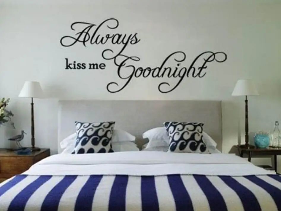 Always Kiss Me Goodnight Love Wall Decals Quote Decorations Always Kiss Me Goodnight Love Wall Decals Quote Decorations Living Room Bedroom Wallstickers Kids Decoration Whole In Stickers From Home