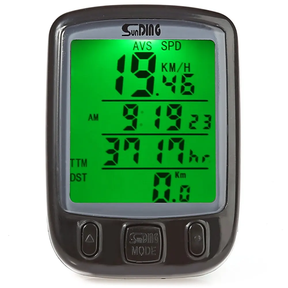 

SunDing Waterproof Bike Computer SD-563B Bicycle Computer Cycling Odometer Speedometer With Green LCD Backlight Battery
