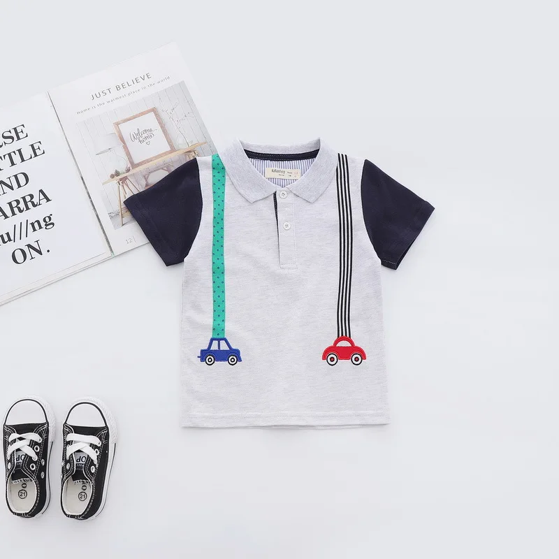 Fashion Summer Cotton Baby Boys Short Sleeved T-shirt Printed Children Tees Kids Tops For Age 2-7 Years Old