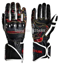 New Brand Genuine Leather & Carbon Fiber Waterproof Motorcycle Gloves Motocross Knight Racing Gloves Motorbike Protective Gears