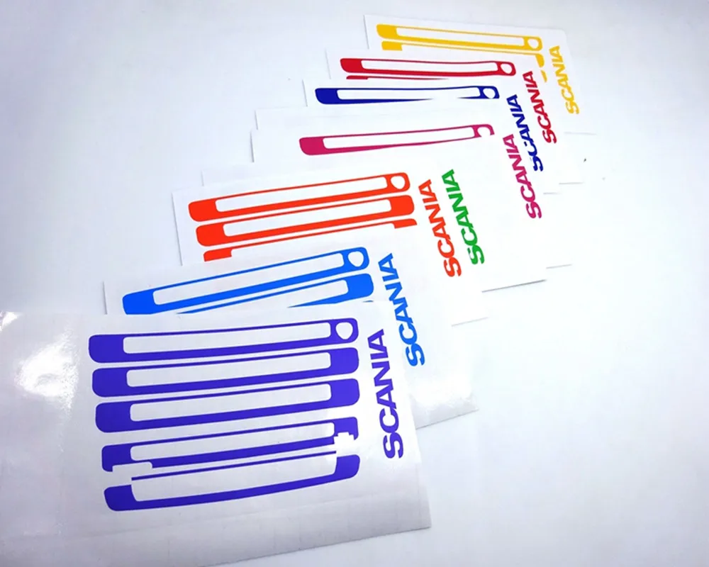 

New scania grilling logo colours adhesive sticker/decals for tamiya 1/14th scale rc scania actros trailer tractor truck