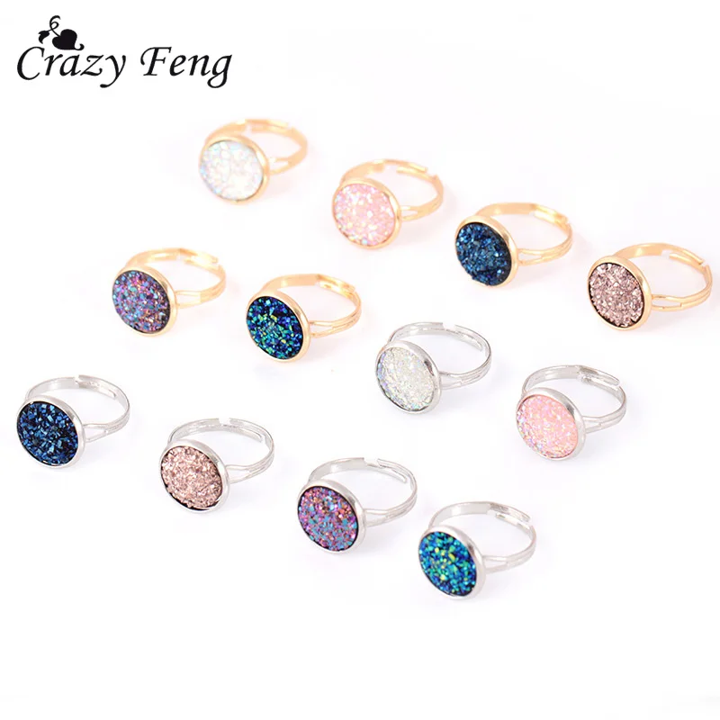 

Dropshipping Adustable Shiny Crystal Ring For Women Fashion Gold Color Blue Pink Cubic Zirconia Stone Finger Rings WeddingJewely