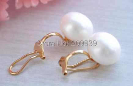 

hj 00258 12MM WHITE ROUND FRESHWATER PEARL CLIP EARRING 14K/20