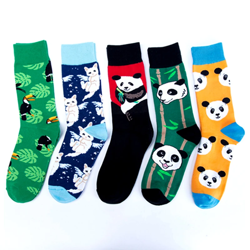 

Animal Crew Cool Cat Panda Bamboo Premium Men Women Crazy Socks Happy Short Male Cotton Pop Crazy Female Winter Warm Socks