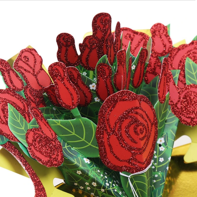  Greeting Cards Handmade Birthday Wedding Invitation 3D Pop Up Card Rose Flower - 32832112750
