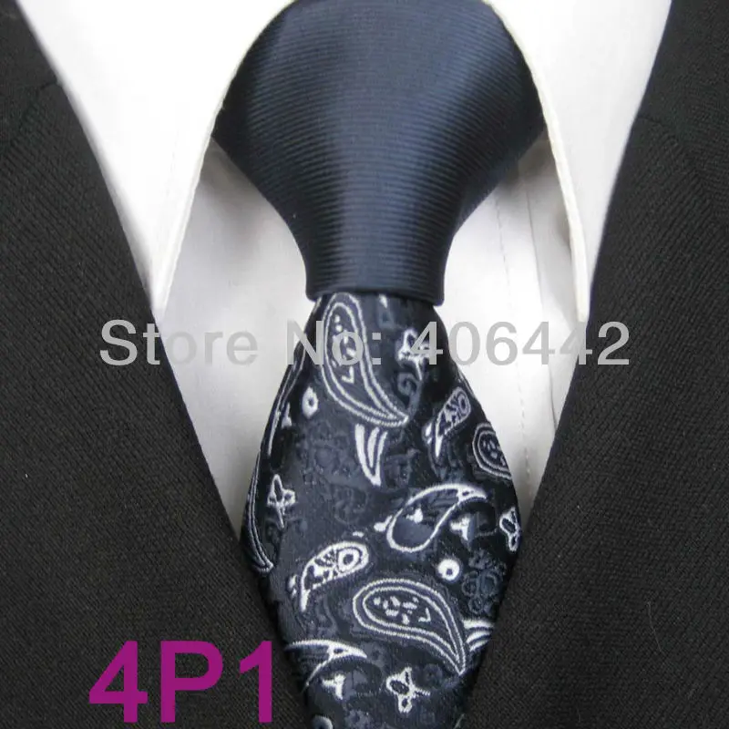 

YIBEI Coachella ties Men's SKINNY Tie New Arrival Navy Knot Contrast Navy With Silver Florals Microfiber Necktie SLIM Tie