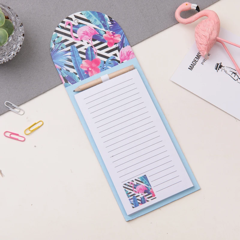 Уникальный дизайн и шаблон Блокнот мультфильм печать блокнот W/карандаш/магнит школы офиса поставщика - Цвет: flamingo