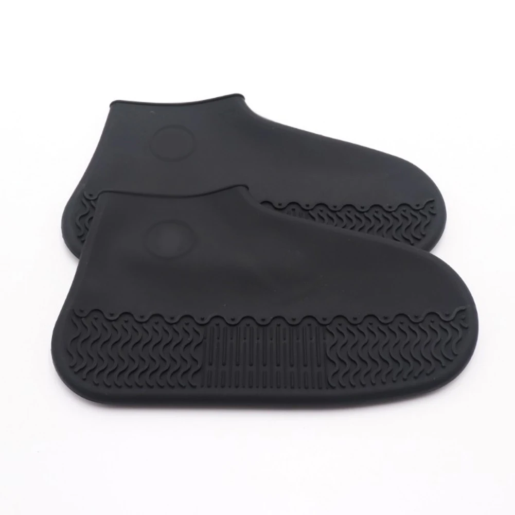 1 пара многоразовых латексных водонепроницаемых резиновых сапог для дождливой погоды с нескользящей подошвой S/M/L Аксессуары для обуви - Цвет: Черный