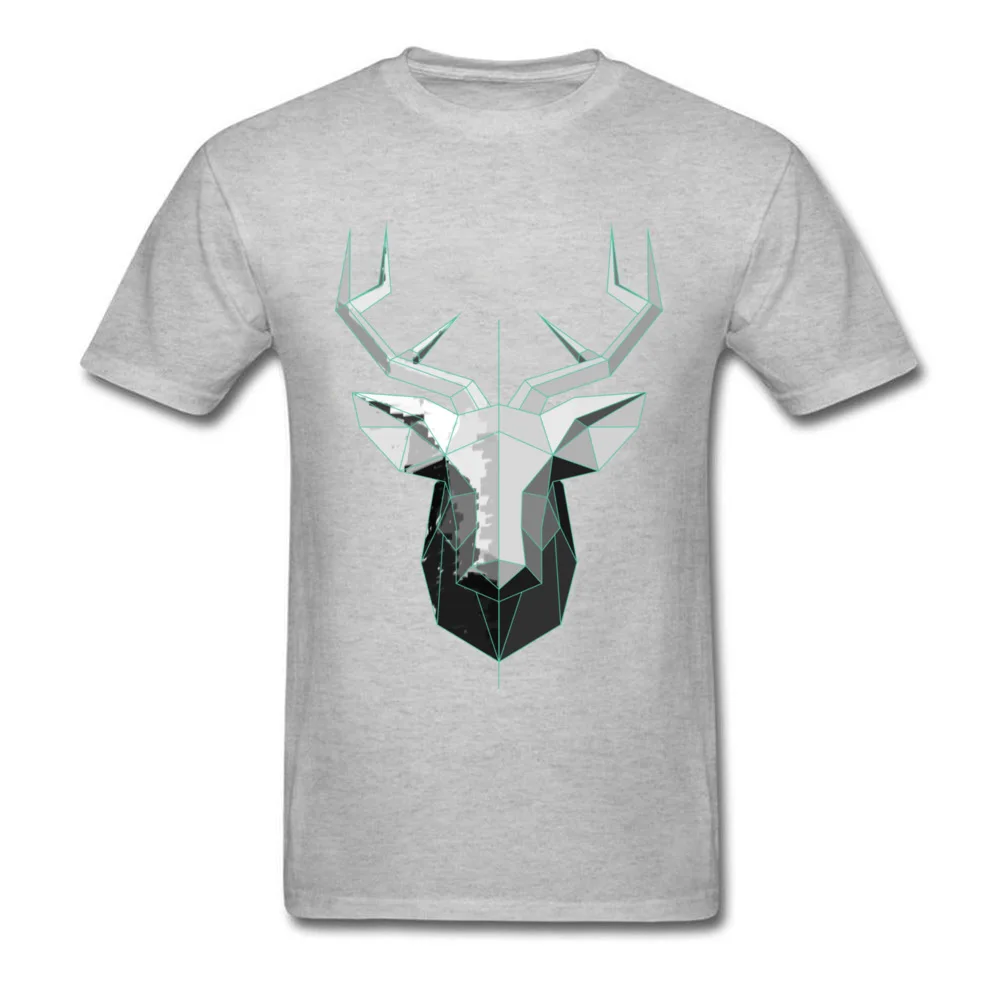 Deer Polygon 2018 Newest Short Sleeve Printed On T Shirt Pure Cotton Crew Neck Men Tees Geek Tee Shirt Summer/Autumn Deer Polygon grey