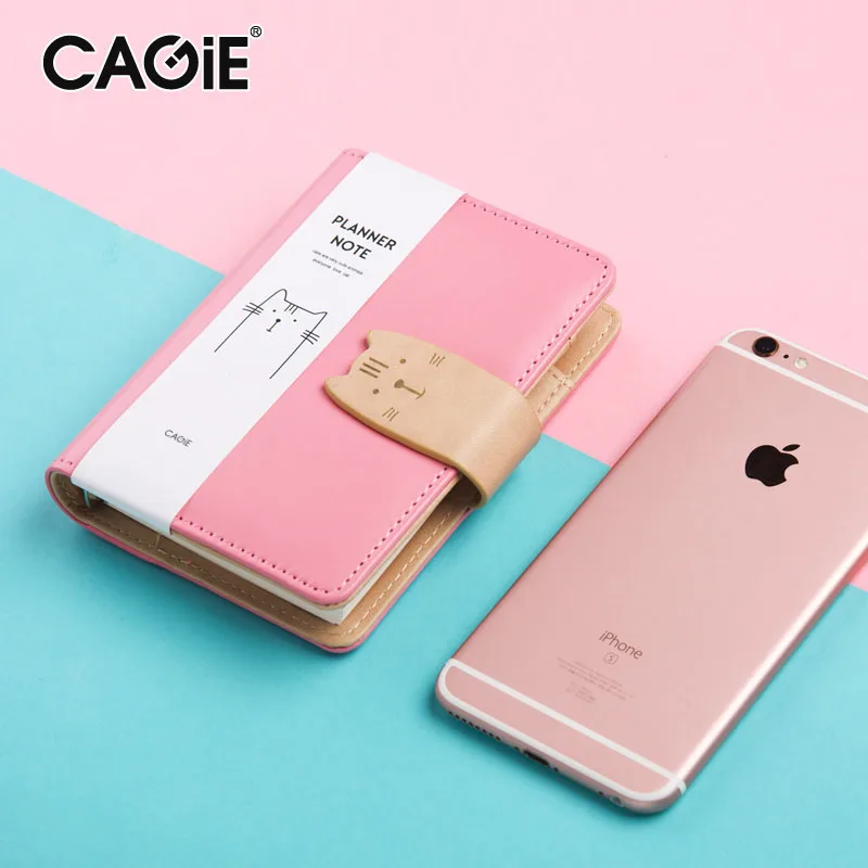 

CAGIE Kawaii Notebook Mini Pocket Personal Diary Planner Organizer Portfolio A7 Bullet Journal Sketchbook Filofax
