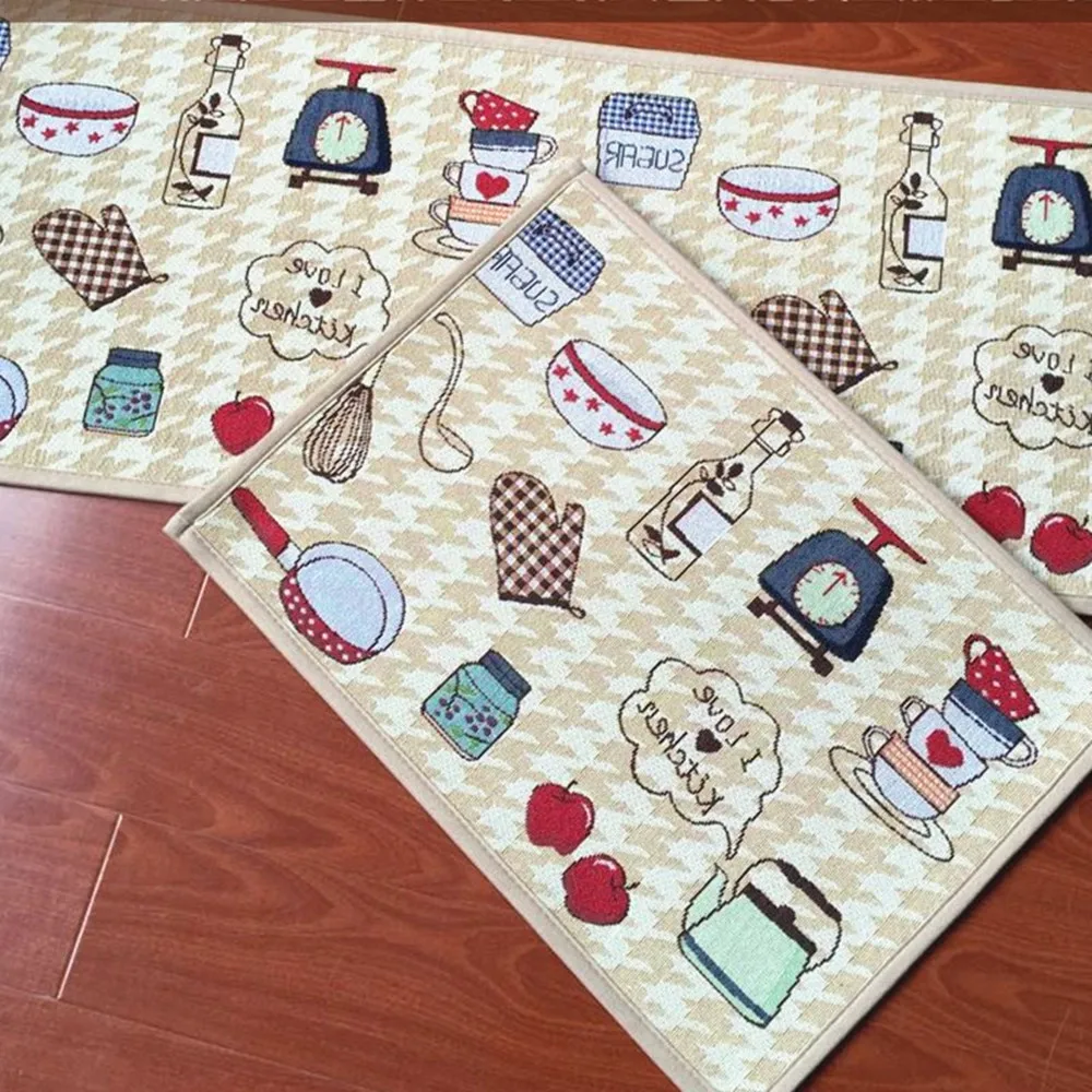 Yazi Kitchen Theme Soft Mat Fabric Floor Carpet Bedroom Kitchen