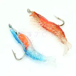 2 шт. наживки мягкие силиконовые креветки рыбалки приманку с крючка синий и красный рыболовные принадлежности