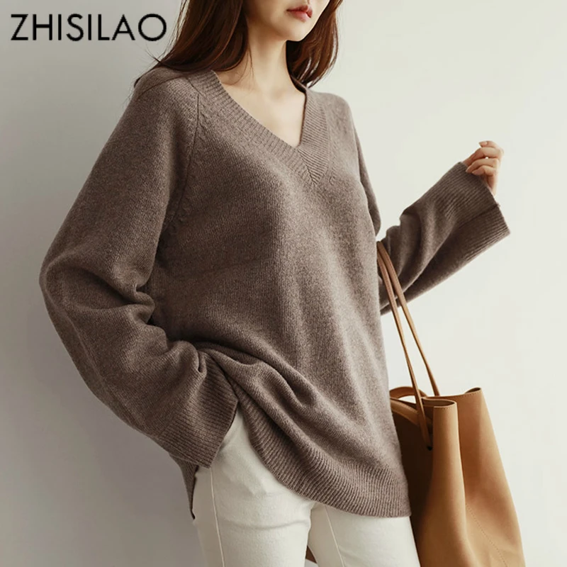 

ZHISILAO Plus Size Sweater Women Pullover Knitted Sweater Maxi Turtleneck Pull Femme Hiver Solid Long Sweater Ladies Cashmere