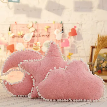 

Plush Ball Pillow Pink/White Cushion Home Decoration Throw Pillow Star Moon Cloud Cushions Birthday Gift For Girl Room Decor