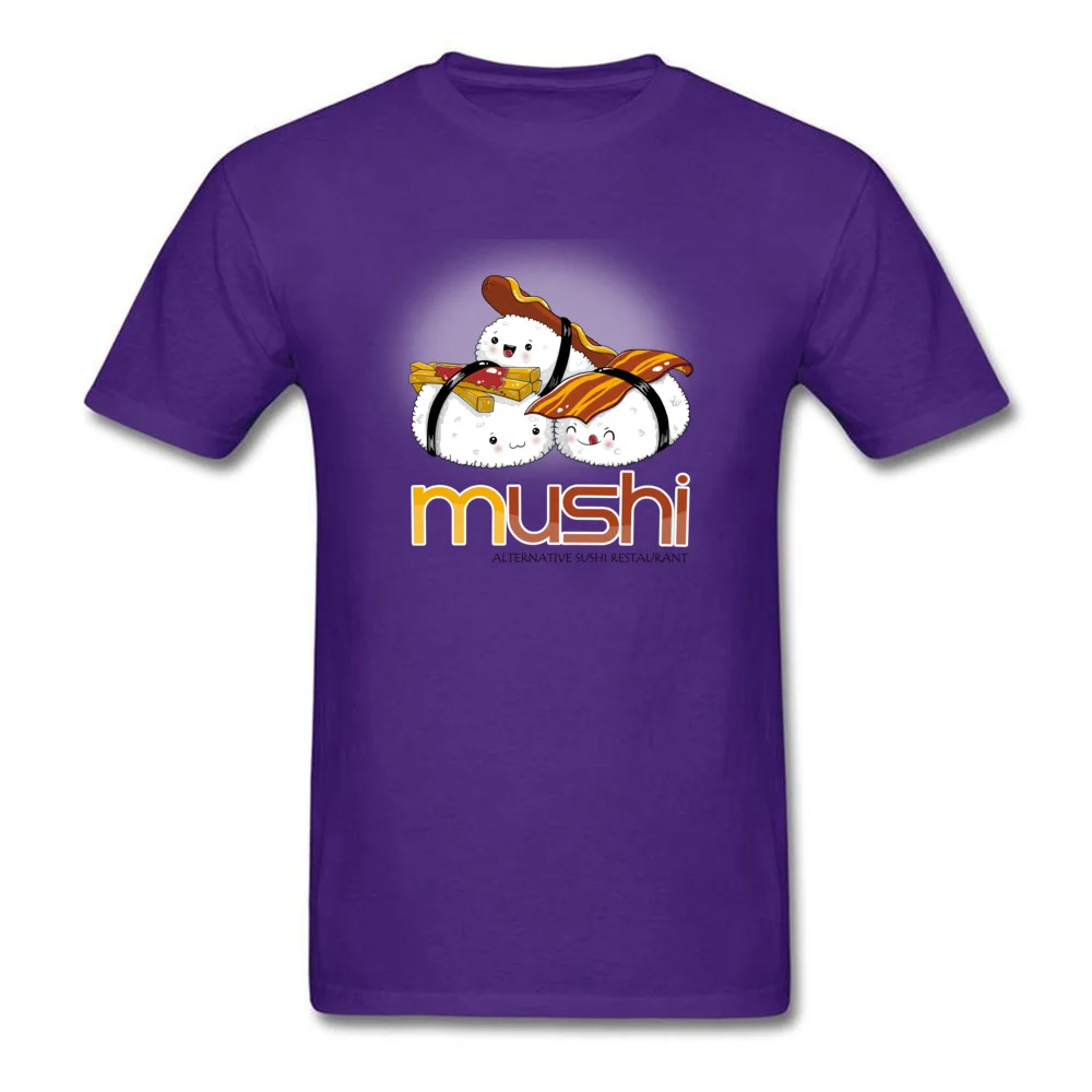 100% Cotton Men Short Sleeve Mushi T-shirts Custom Tops Shirt Graphic Camisa Crew Neck Clothing Shirt Free Shipping Mushi purple
