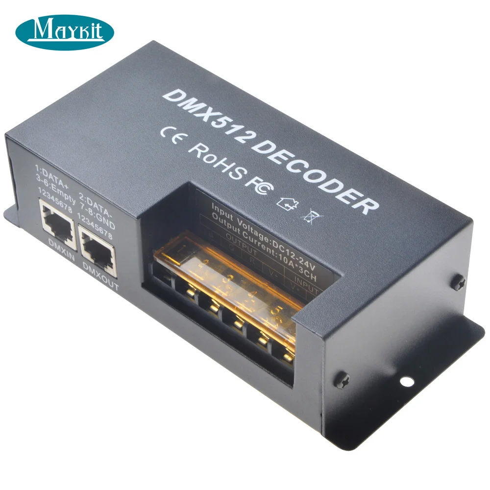 Maykit 3 канала * 10A DMX 512 светодиодный RGB контроллер декодер использует для детской